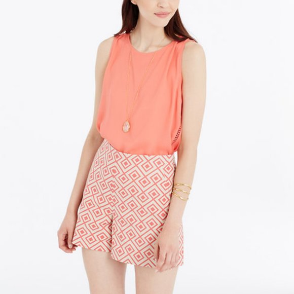 Ann Taylor Bright Begonia Diamond Side Zip Shorts - Picture 4 of 4